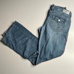 True Religion Women’s Joey Flare‎ Jeans Light Wash Low Rise 20 Distressed Stitch